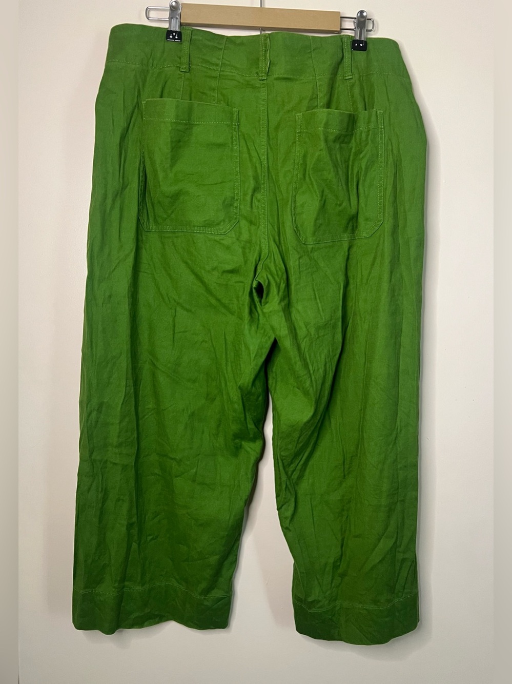 Anthropologie By Maeve The Colette Linens Crop Wide-Leg Green Pants Size 16 - Picture 5 of 13